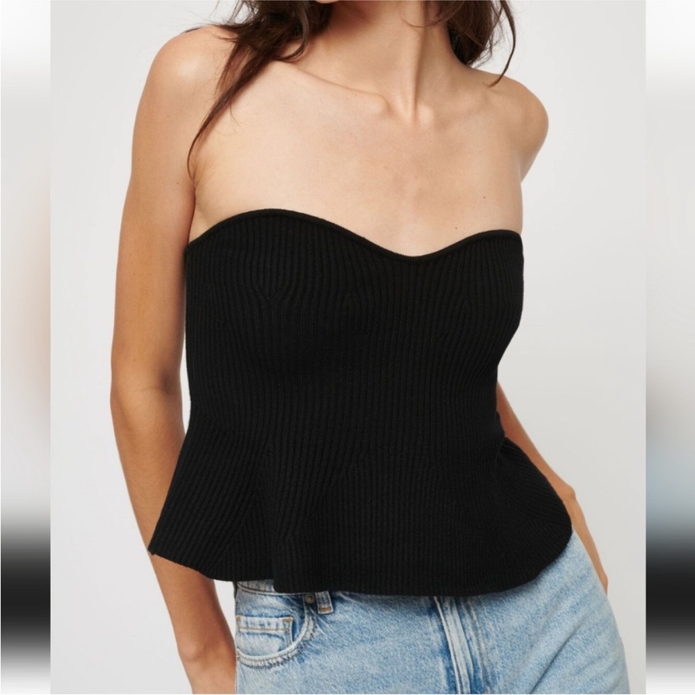NWT Elegant Black Strapless Women's Knit Corset Top
